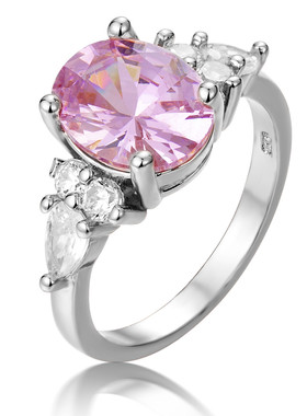 热卖新款粉色钻水晶公主戒指欧美