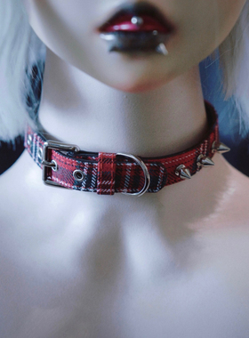 怪糖饰物集原创铆钉红格choker