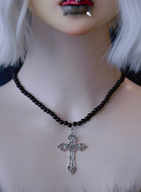 怪糖饰物集原创十字珠串锁骨链