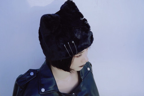 怪糖饰物集原创手工毛绒猫耳毛绒帽仿皮草冬十字朋克暗黑XYZ - 图2