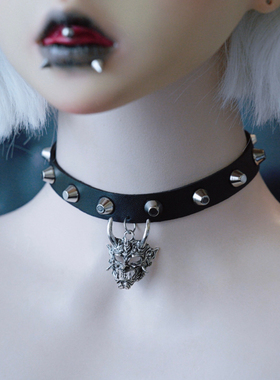 怪糖饰物集原创恶鬼面具铆钉颈链