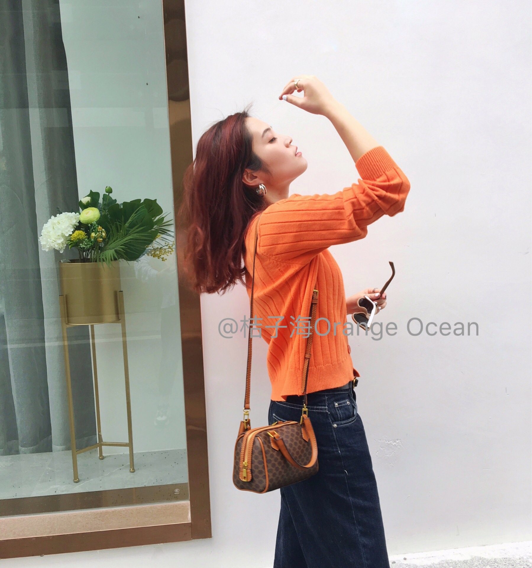 桔子海vintage中古老花波士顿包 桔子海Orange Ocean女士包袋