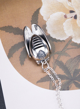 云尚服饰925银复古泰银金蝉吊坠女ins潮时尚个性知了项链锁骨链