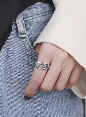 云尚服饰s925纯银海神星芒赛博朋克戒指男女款开口可调节个性复古