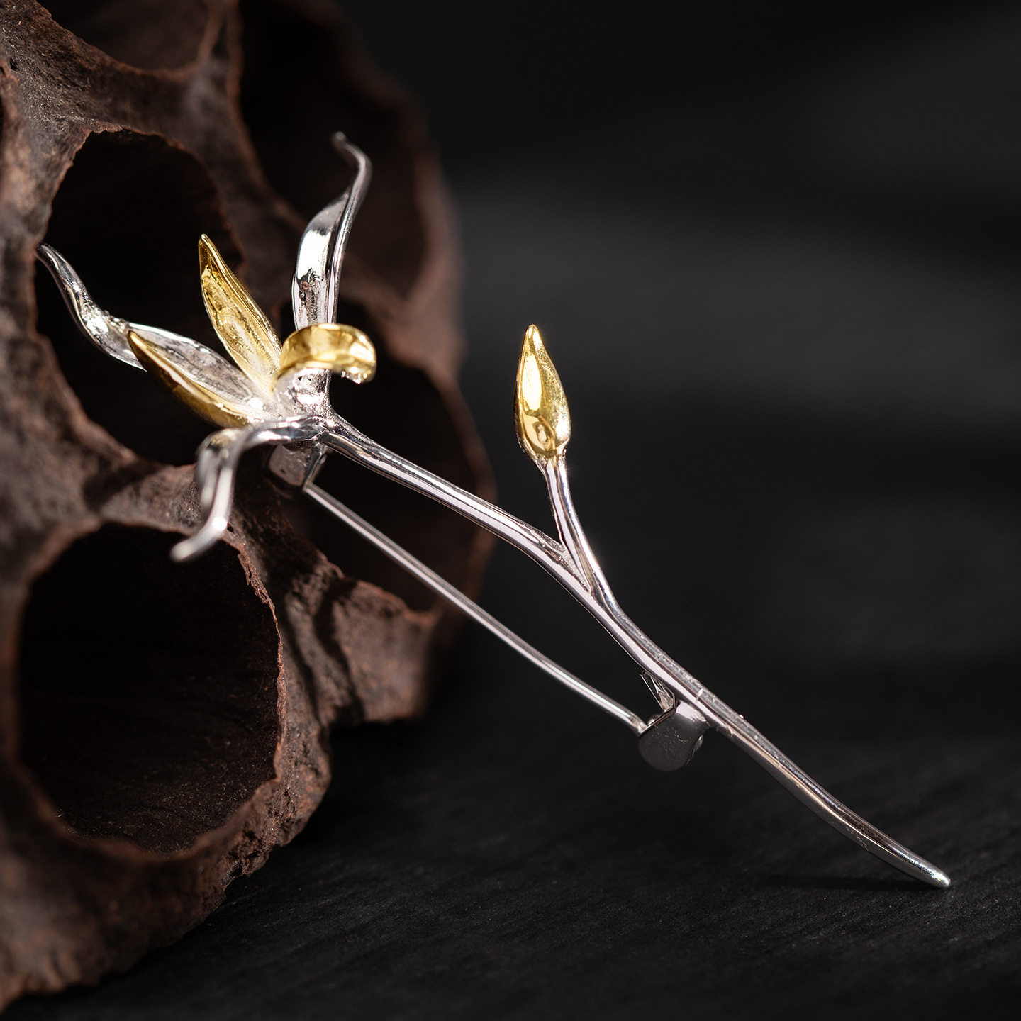 云尚服饰s925银原创设计国潮时尚兰花胸针新中式个性花卉别针领针,淘宝优惠券,粉丝福利购,淘宝优惠卷