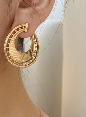 欧美中古金色轻奢度假耳环