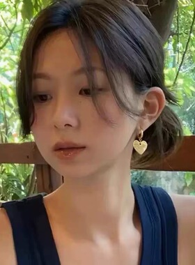 FEEI STUDIO韩版气质哑金简约爱心耳扣女个性时尚独特设计感耳环