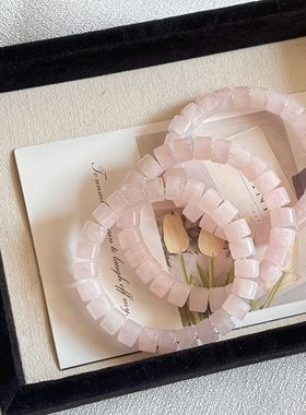 粉晶手串 天然粉晶桶珠手链