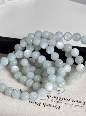 绿月光手串 天然绿月光手链 白月光石