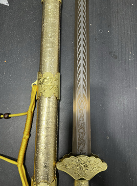 龙泉刀剑冰丝剑穗金色宝剑穗子晨练剑高锰钢工艺品摆件未开刃