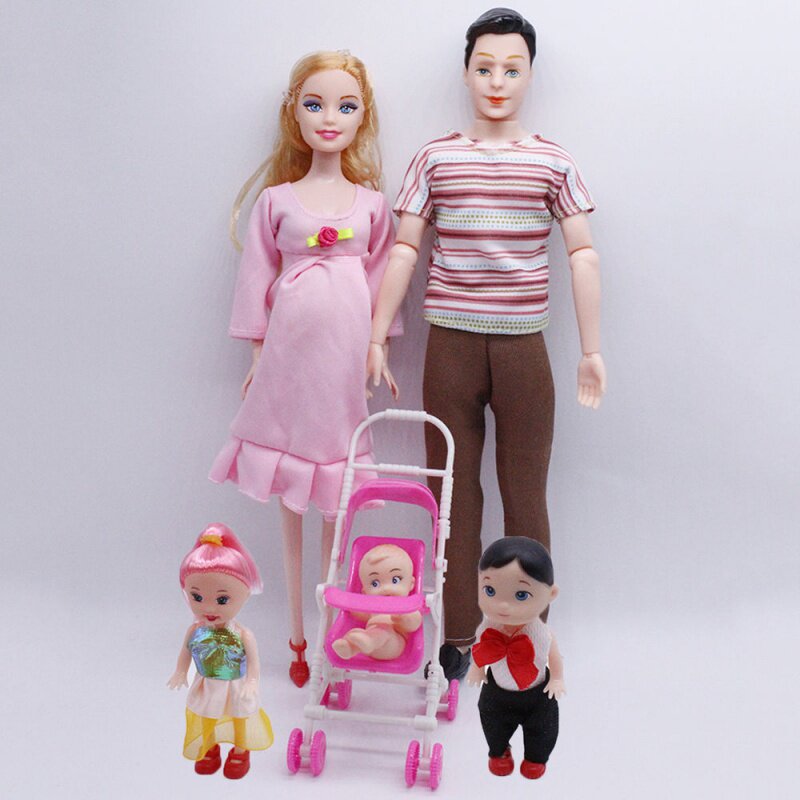芭比娃娃家庭套装孕妇男儿童玩具 乐贝母婴专营娃娃/配件