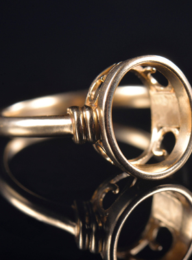 于凡珠宝 14K金6*9订制空托戒指男女通用简约复古风支持刻字定制