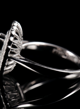 Fay Jewelry PT950铂金椭圆6*7手工定制指环空托婚礼轻奢镶嵌戒托