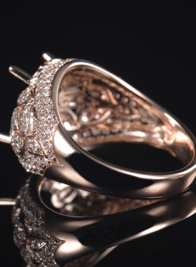 于凡珠宝 轻奢玫瑰金钻戒椭圆形8*12镶嵌女士戒指空托指环定制