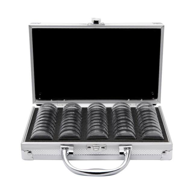 50-piece zodiac year of the horse commemorative coin collection box aluminum alloy 27mm 30mm coin protection box anti-oxidation storage box zodiac coin transparent set collection box recommended