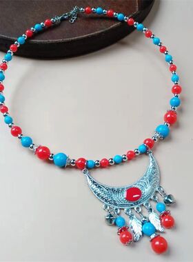 云南丽江民族风手工波西米亚额头挂饰复古个性头饰额饰项链