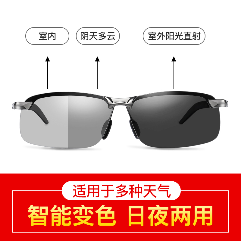 欧姆斯旗舰店日夜两用男士变色偏光太阳眼镜潮司机驾驶夜间墨镜夜视镜开车专用1