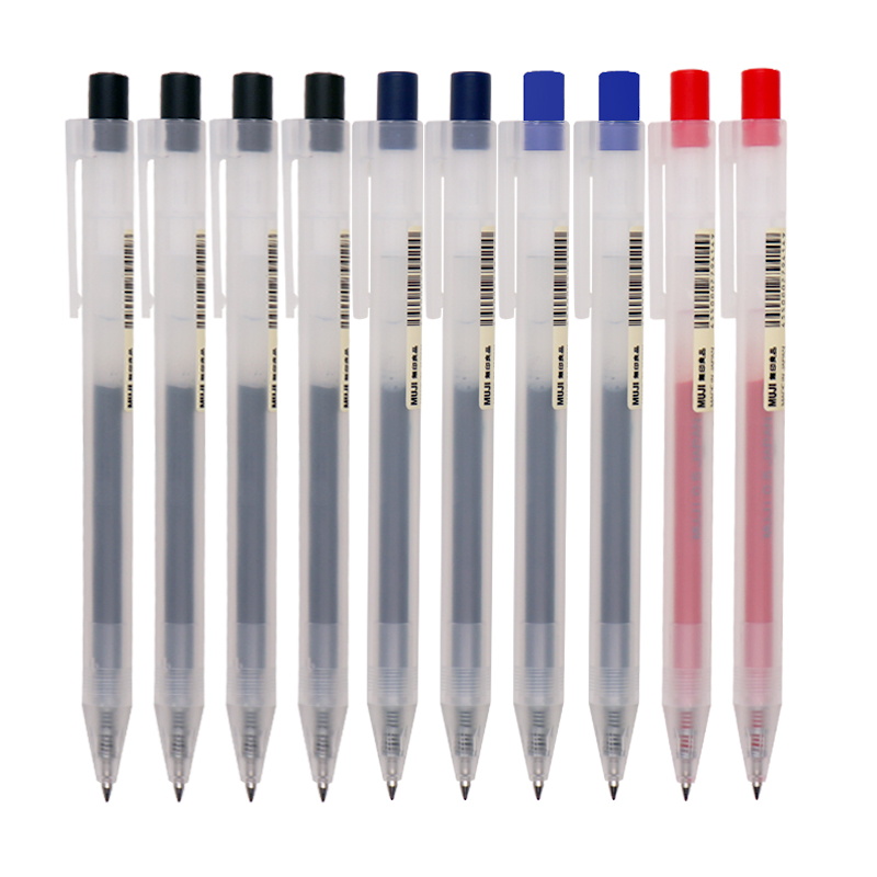 MUJI无印良品文具按动式中性笔0.5凝胶墨按压黑色水笔芯学生考试 - 图3