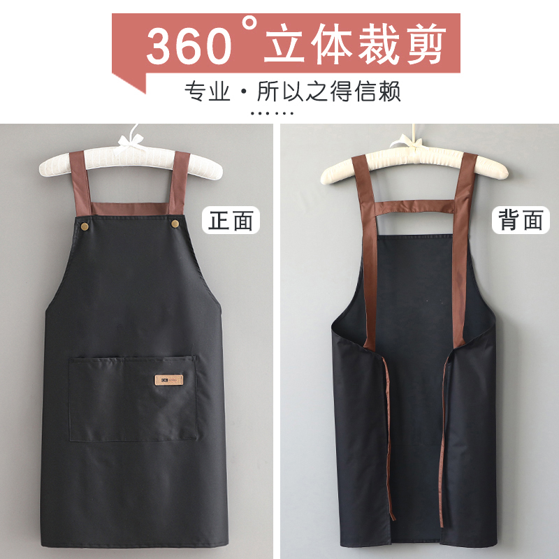 简约帆布家用厨房围裙定制logo印字上班做饭餐饮专用工作服围腰女