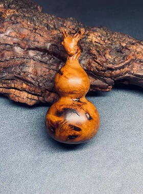 天然百年雷击木雷焦木制龙头福禄葫芦车挂摆件挂件驱X手把件
