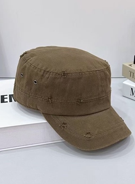 韩版百搭破洞休闲平顶帽
