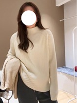 Large code Lazy Half High Collar Knit Sweater Woman Autumn Winter New micro fat mm Loose Shade of Lean Inner Hitch Blouse Tide