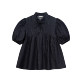 Denim Puff Sleeve Stand Collar Short Sleeve New Chinese Style Top for Women