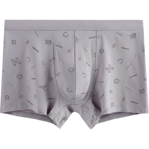 2条AB内衣男士棉莱卡内裤弹力舒适平角裤青年印花中腰抗菌短裤头 - 图3