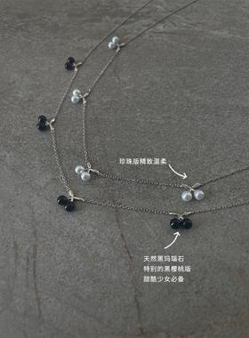 MARSEVEN 闪光派对系列mini串串樱桃项链S925银原创设计锁骨链