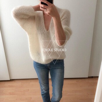 Mohair sweater women's pullover soft and waxy loose lazy style spring and autumn new women's knitted top autumn