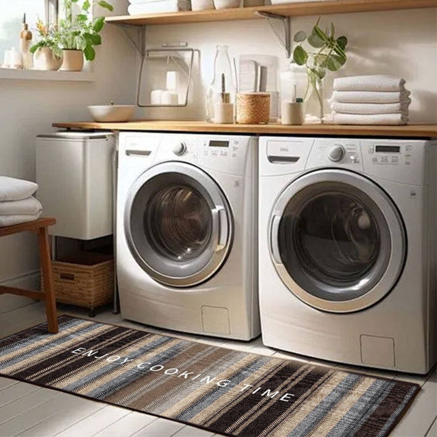 Linen kitchen non-slip, oil-absorbent and wash-free floor mat