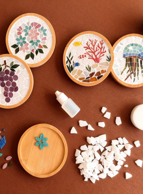 竹制马赛克杯垫锅垫材料包