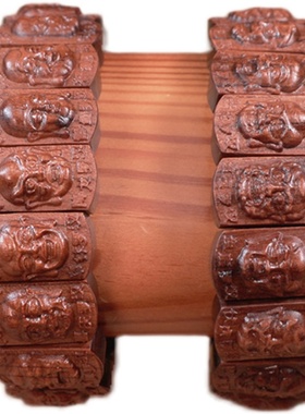 男款桃木十八罗汉手链手串精雕