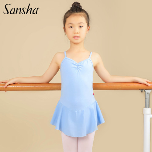 正品Sansha三沙儿童舞蹈服芭蕾舞吊带连体服纱裙中国舞考级练功服 - 图1