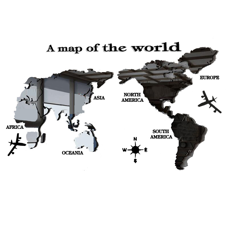 世界地图墙面装饰英语教室布置装饰墙贴亚克力3d立体自粘背景墙-图0