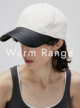 Warm Range 加大加深显脸小复古皮拼帆布撞色棒球帽