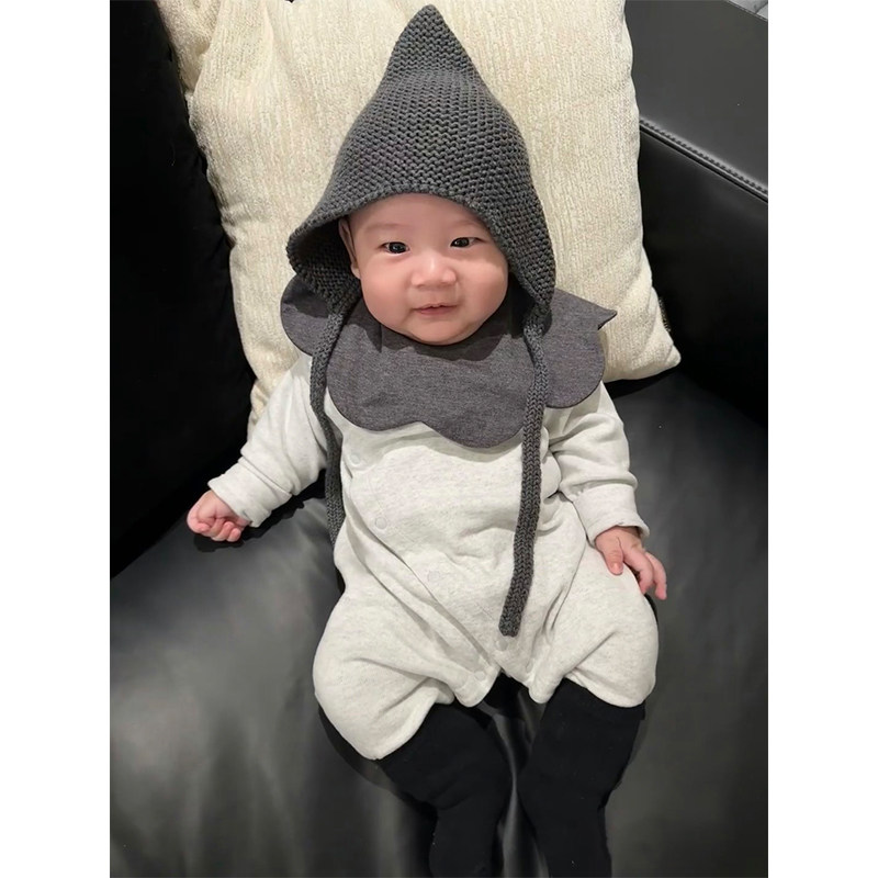 新生婴儿秋冬加厚德绒连体衣小宝宝衣服小月龄百搭外出爬服保暖 - 图0