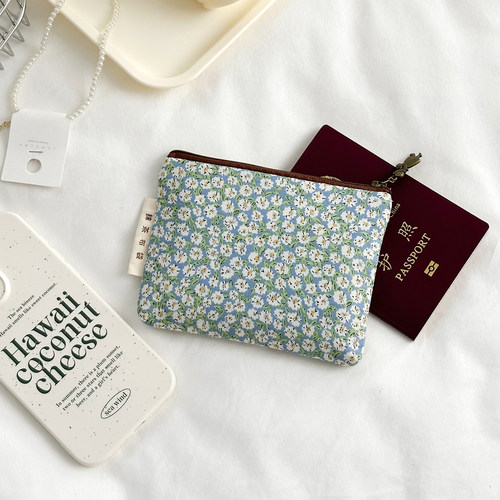 小春日和 棉布拉链护照包女护照保护套证件收纳包便携收纳零钱包 - 图1