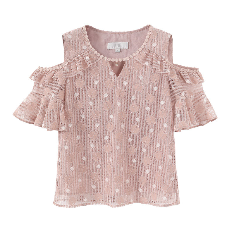香影蕾丝衫女短袖2020夏装新款小衫 香影蕾丝衫/雪纺衫