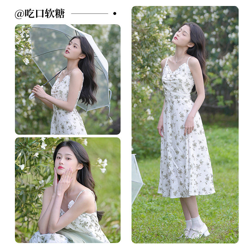 香影吊带碎花2023春装新款感内搭裙 香影连衣裙