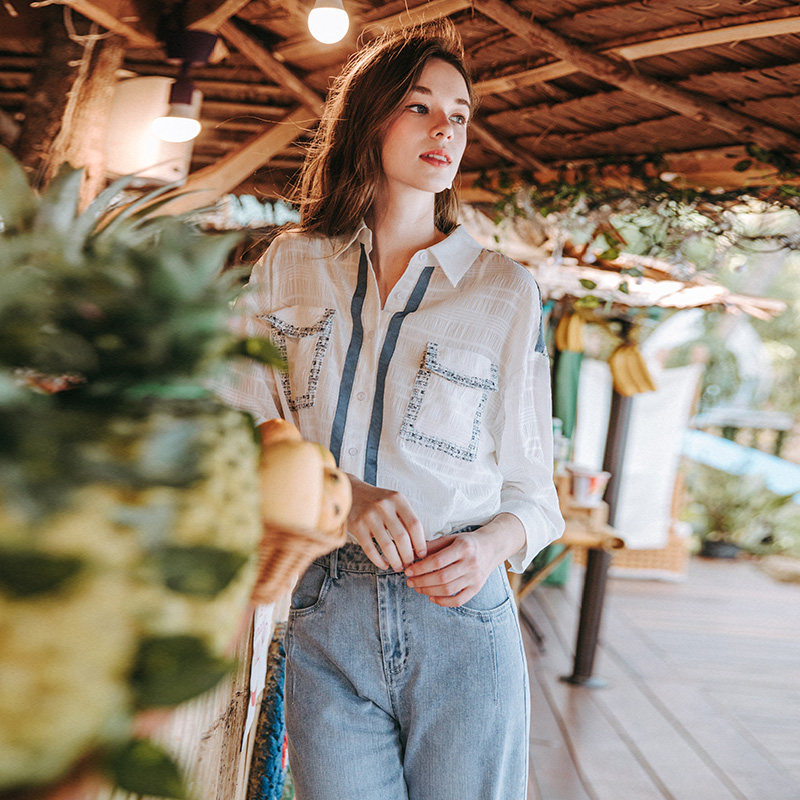 香影白色外穿2020夏季新款百搭衬衫 香影衬衫