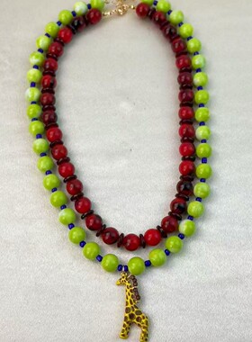 ZA欧美度假串珠长颈鹿项链百搭动物形小众锁骨链轻奢小众