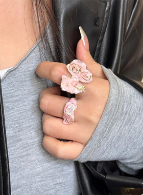 多巴胺珐琅滴油蝴蝶花戒指