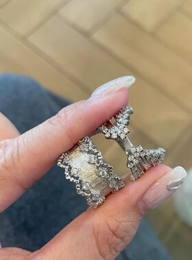 韩版轻奢小众满钻蕾丝合金女戒