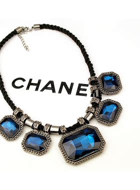 韩版复古夸张水晶宝石夜店短项链