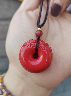 朱砂貔貅平安扣吊坠项链锁骨链高含量紫金砂本命年情侣送女友礼物