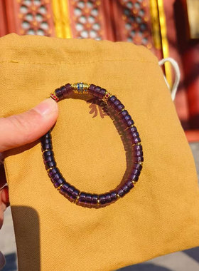 2025新款雪巴琉璃手串紫色经转筒吉祥如意平安转运珠手链生日礼物