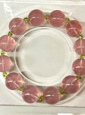 雍北京法物流通处粉水晶手串情侣手链送女朋友首饰送老婆中秋礼物