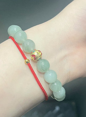 雍北京法物流通处昆仑青玉手串圆润饱满珠玉手链送女朋友长辈礼物