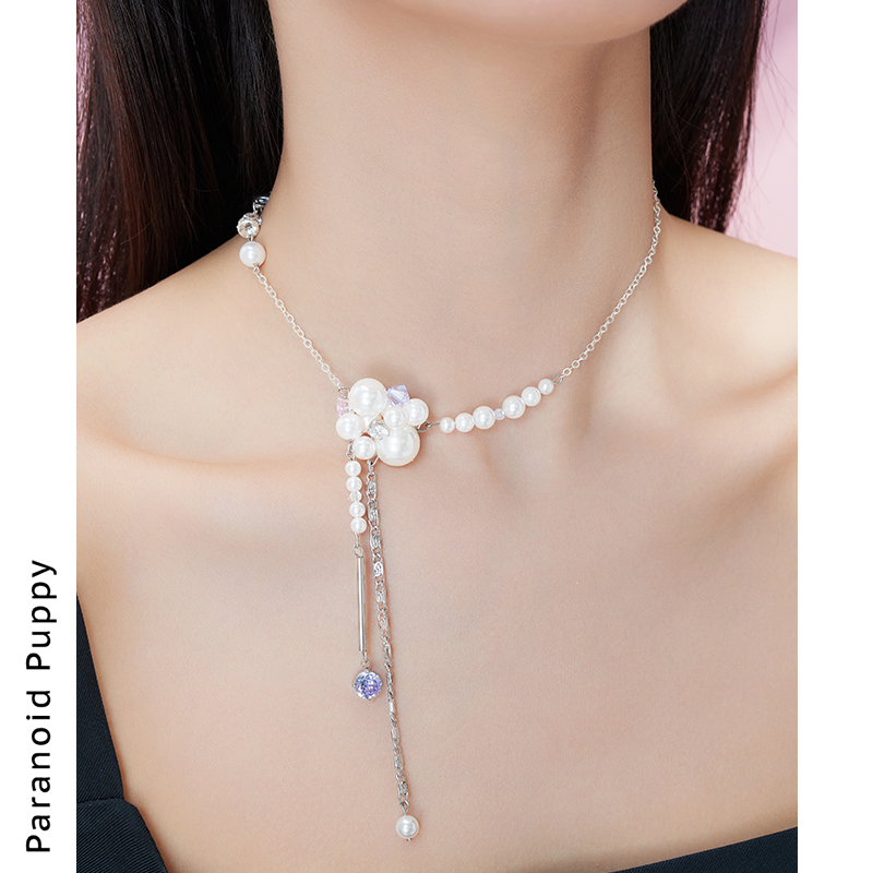 PP饰品《云》破碎珍珠项链女叠戴设计感小众轻奢锁骨链长款毛衣链 - 图3